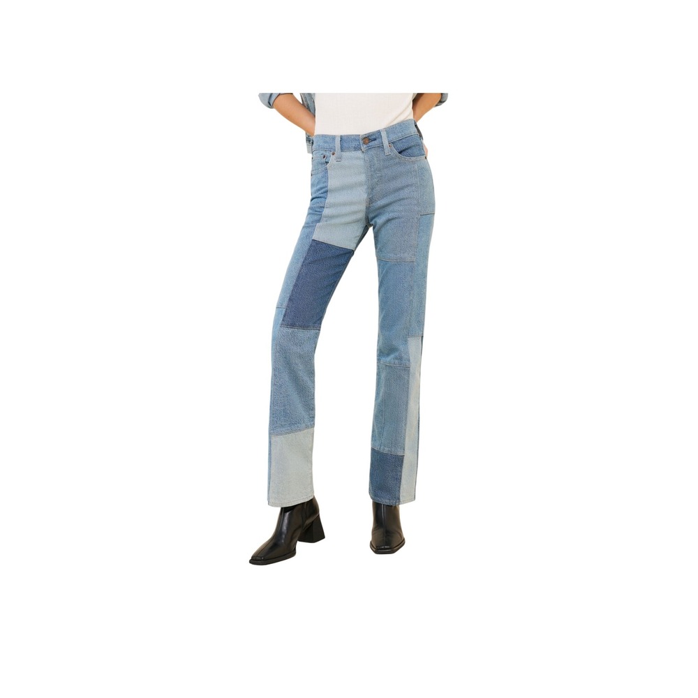 Levis Premium Wedgie Bootcut Patchwork Jeans Blue Multi Denim‎ 29 Button Fly